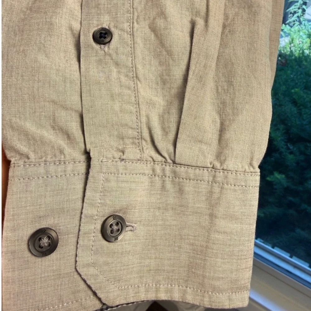 Banana Republic Mens Gray Cotton Button Down Shirt Long Sleeve Size L 16-16.5